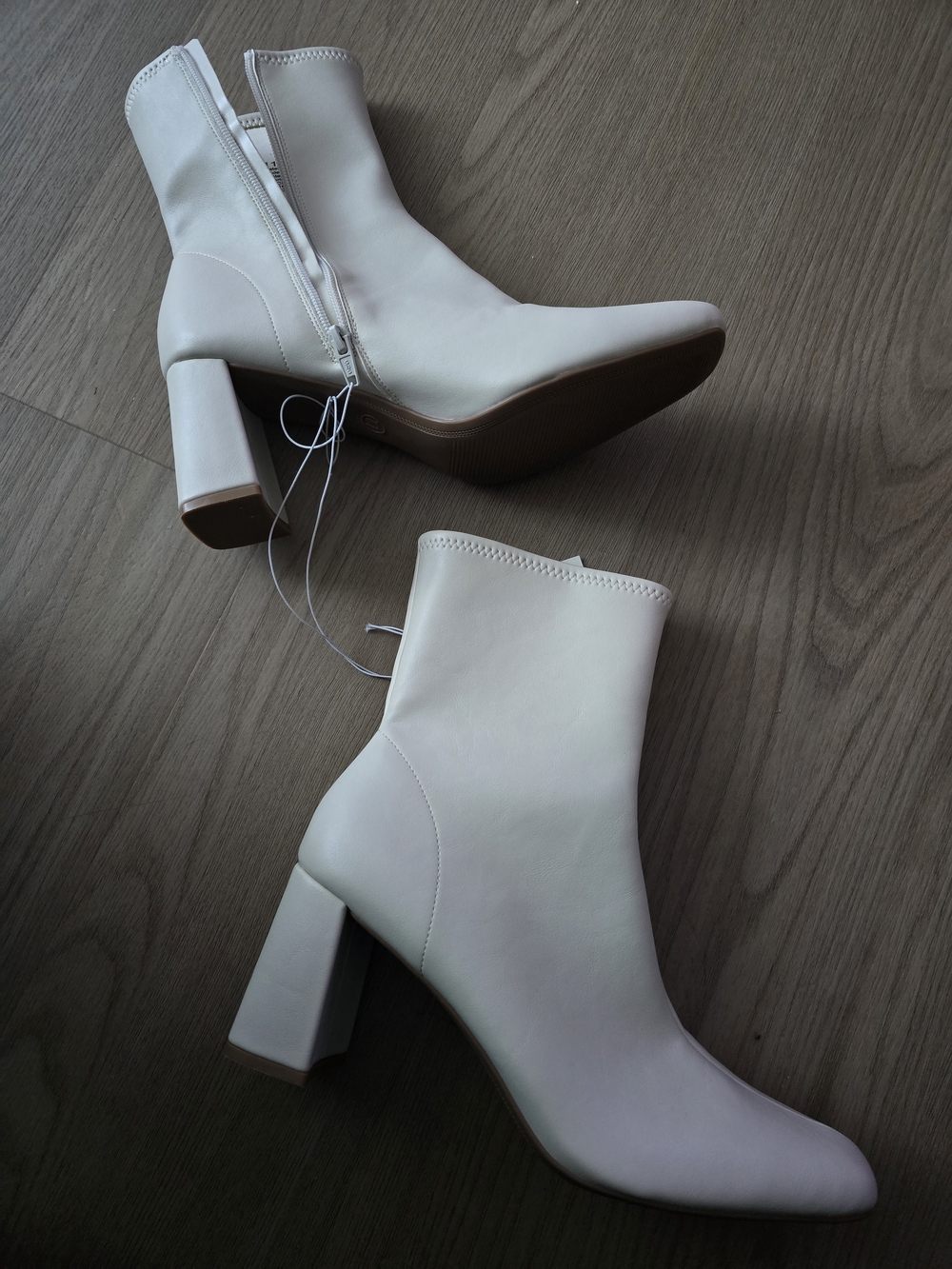 a new day Cream Block Heel Ankle Boots